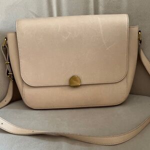 Madewell Blush Beige Leather Crossbody with Gold-Tone Hardware